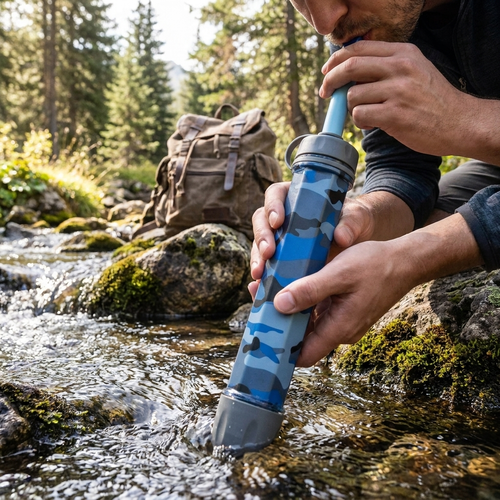 Outdoor water filter drinking straw - lifestyle